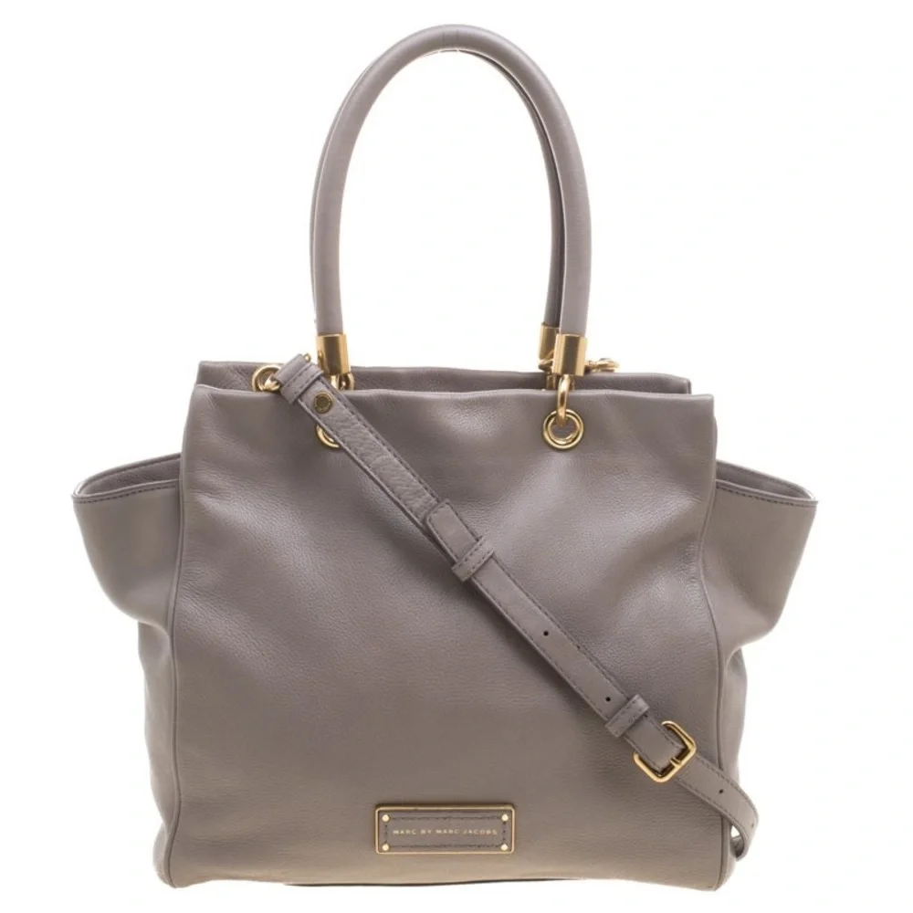 Marc By Marc Jacobs Gray Leather Satchel with Gold Hardware